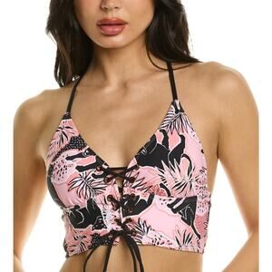 BCBGeneration Swim Lace Up Bikini Animal Print Top Size Small